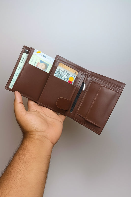 17 Pocket Black Vertical Bifold Wallet