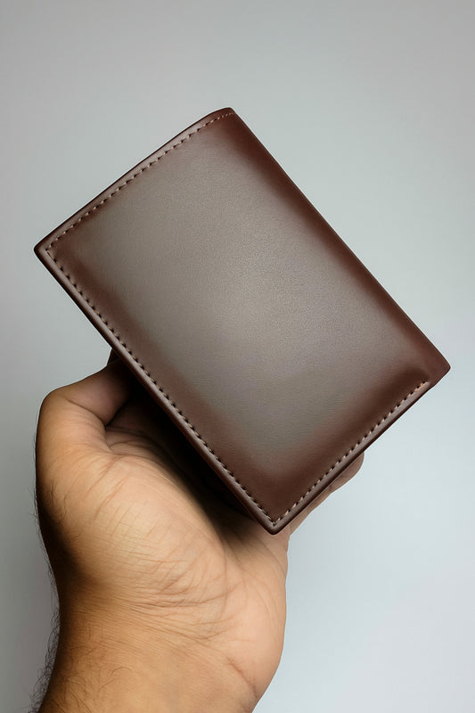 17 Pockets Brown Vertical Bifold Wallet