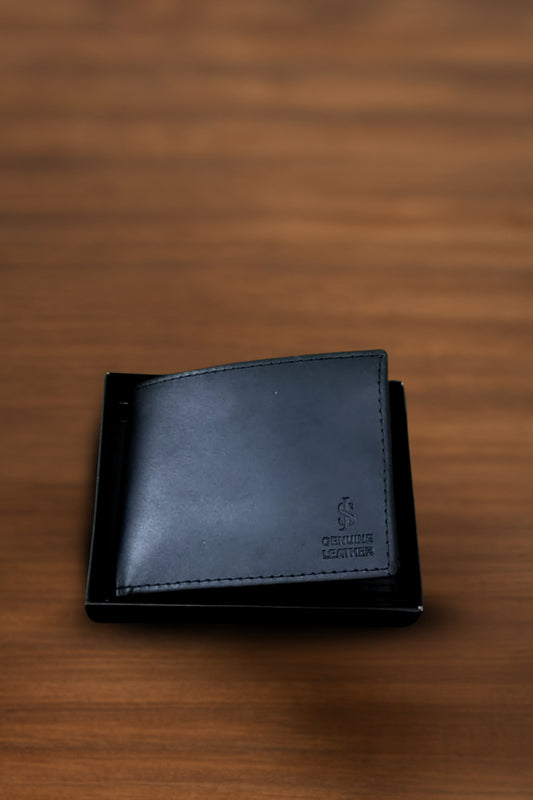22 Pockets Genuine cow leather Black wallet
