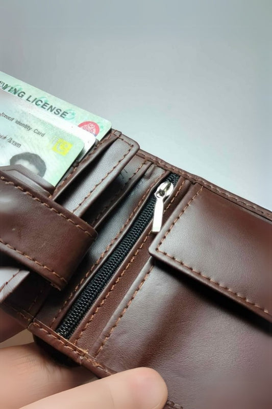 19 Pockets Genuine cow leather Black wallet