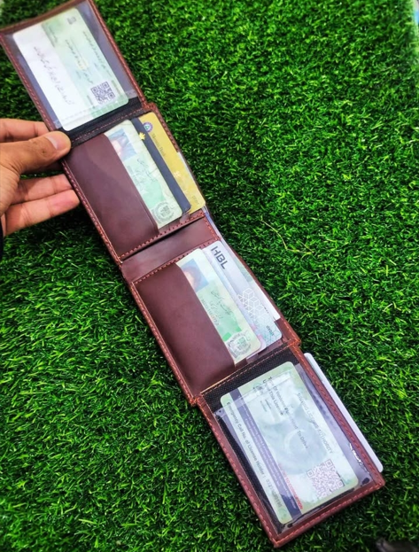22 Pockets Genuine cow leather Brown wallet