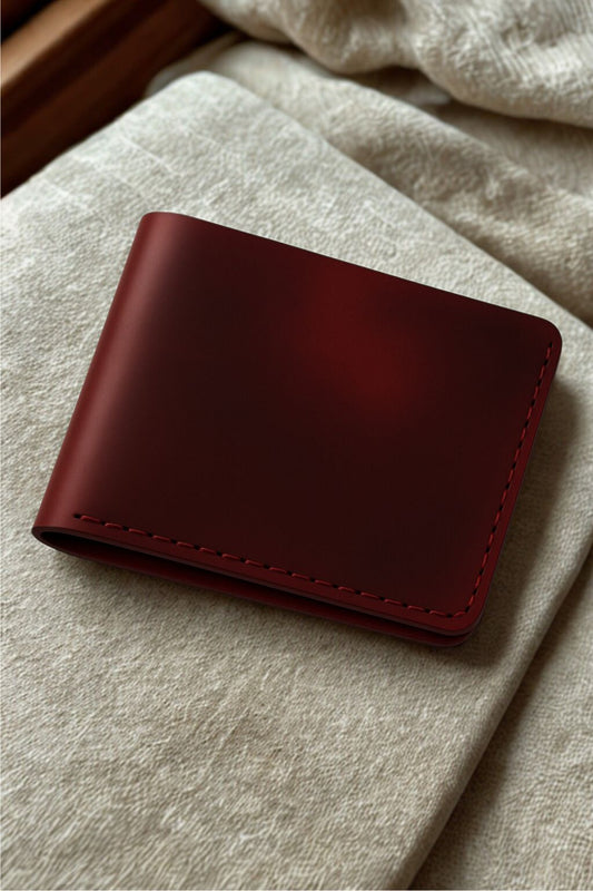 Oxblood Bifold Wallet 100% Full-Grain Genuine Leather