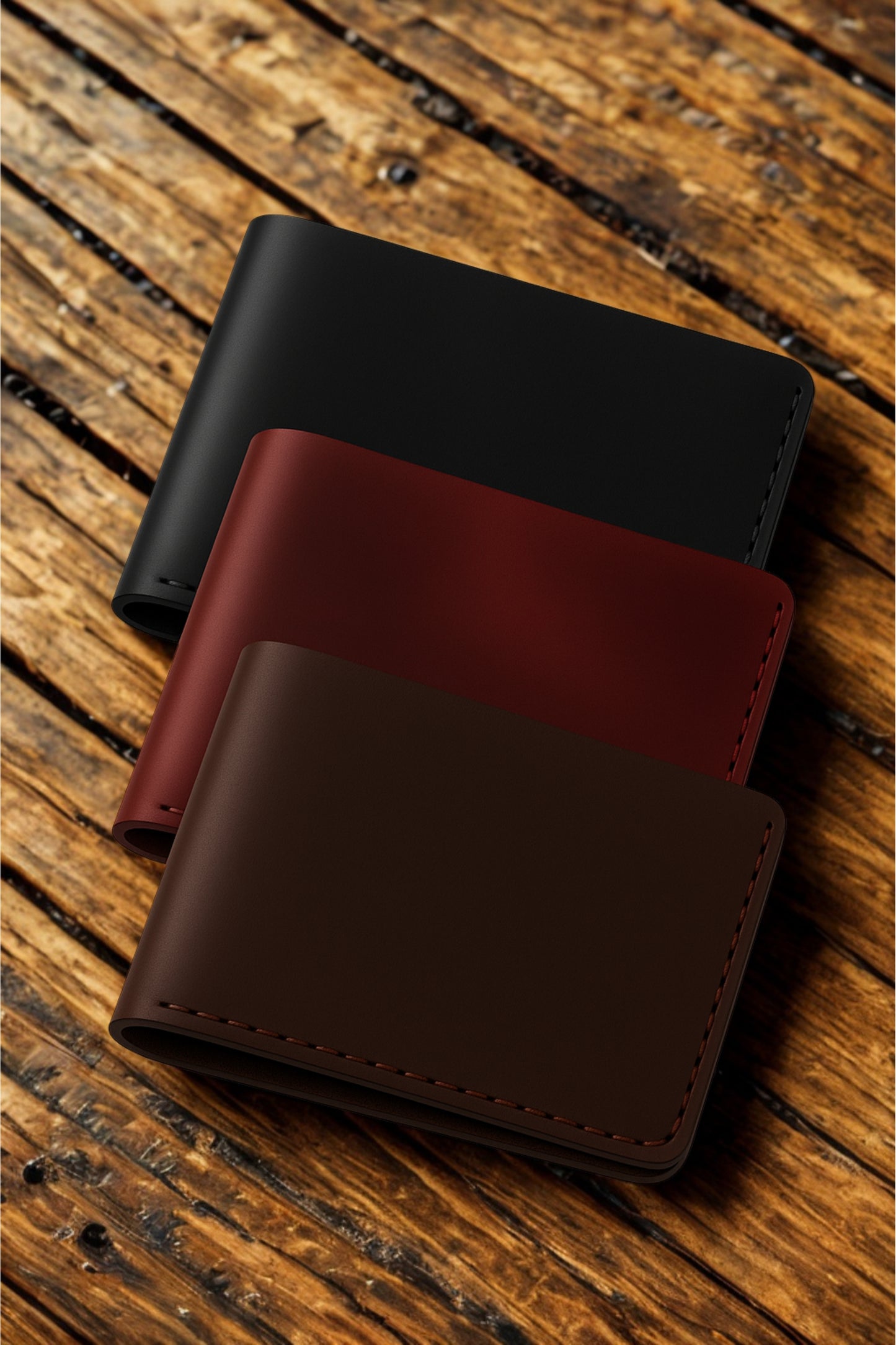 Oxblood Bifold Wallet 100% Full-Grain Genuine Leather