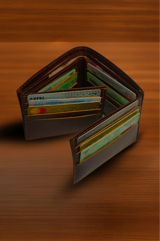 22 Pockets Genuine cow leather Brown wallet